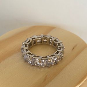 Sterling Silver CZ Eternity Band - Size 8.25